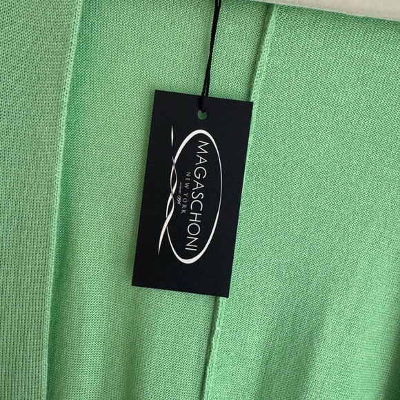 NWT Magaschoni Mint Green Open Front Longline Cardigan Sweater Cashmere Blend Lg - Picture 7 of 8